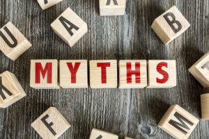 Wooden blocks that say Myths